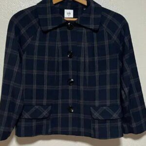 Women's Cabi Cropped Fall Plaid Jacket Button Up 3/4 Sleeves Blazer Sz XS